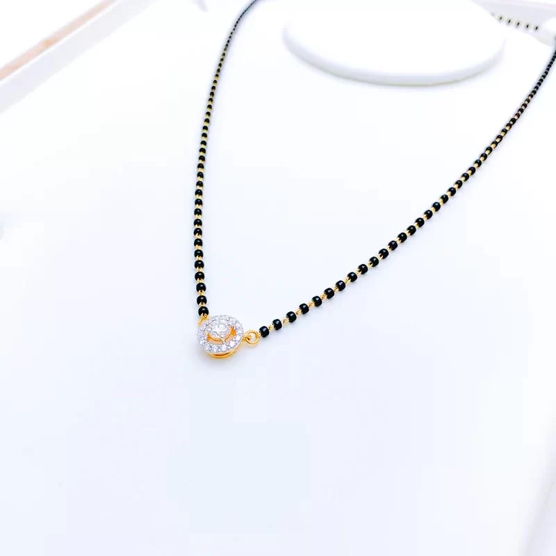 Solitaire halo diamond mangalsutra