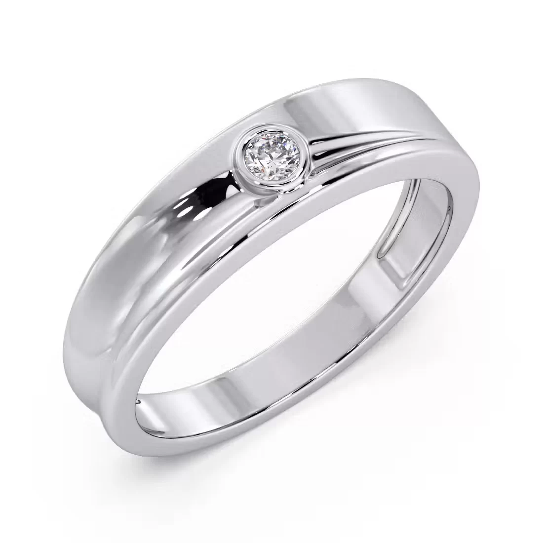 Kevin Solitaire Diamond White Gold Band
