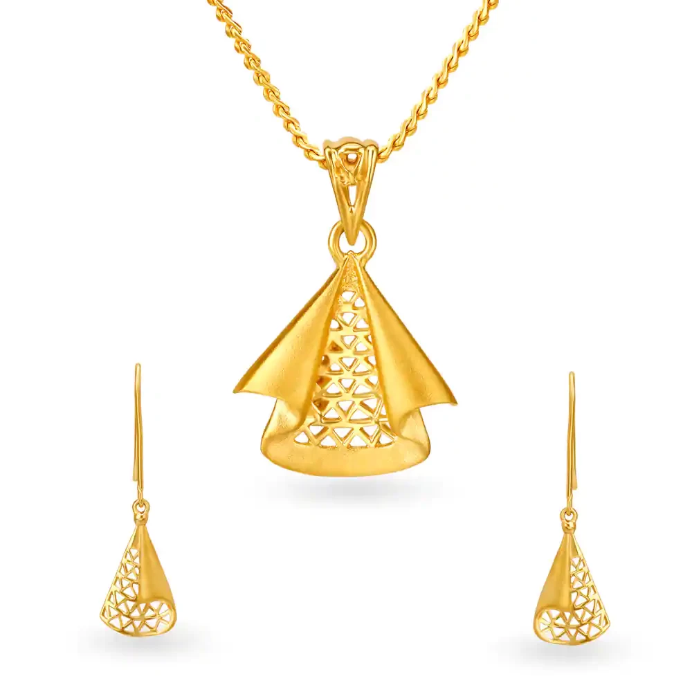 Triangular Pendant And Earrings Set