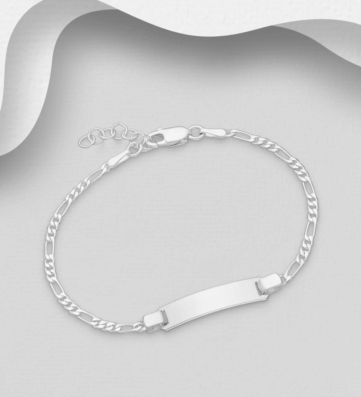 Engravable Tag Bracelet In Silver