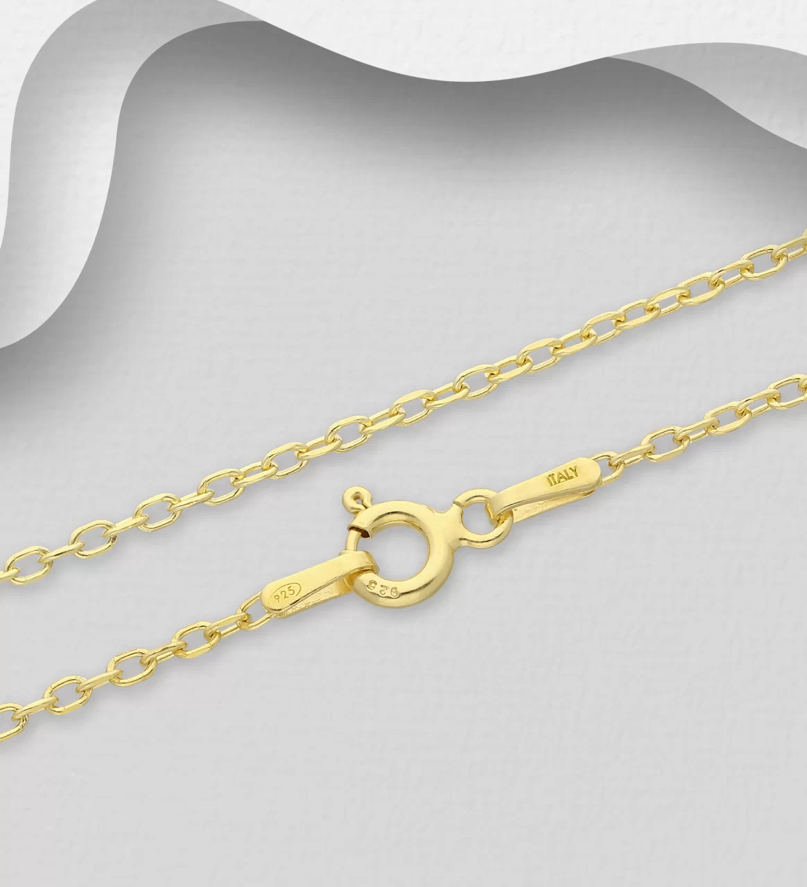 18 K Gold plated Made In Italy Cable Chain In Silver