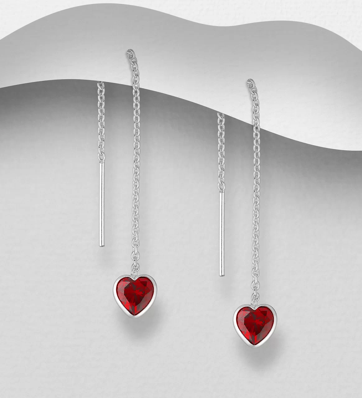 Heart Threader Earrings In Silver For Her