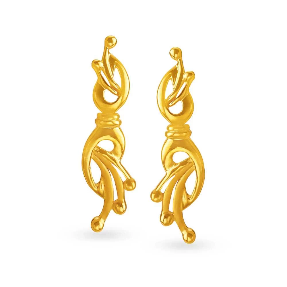 Flourishing Yellow Gold Flower Bud Drop Earrings