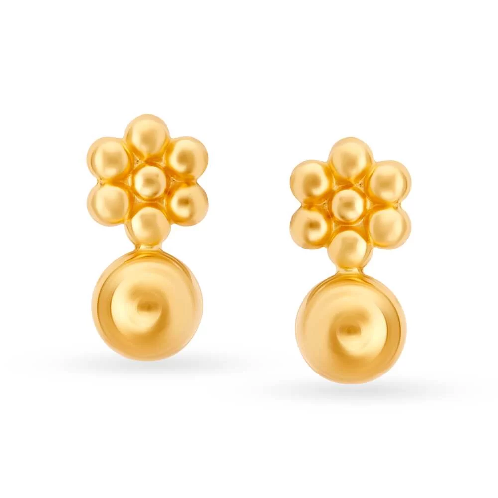Alluring Floral Gold Stud Earrings