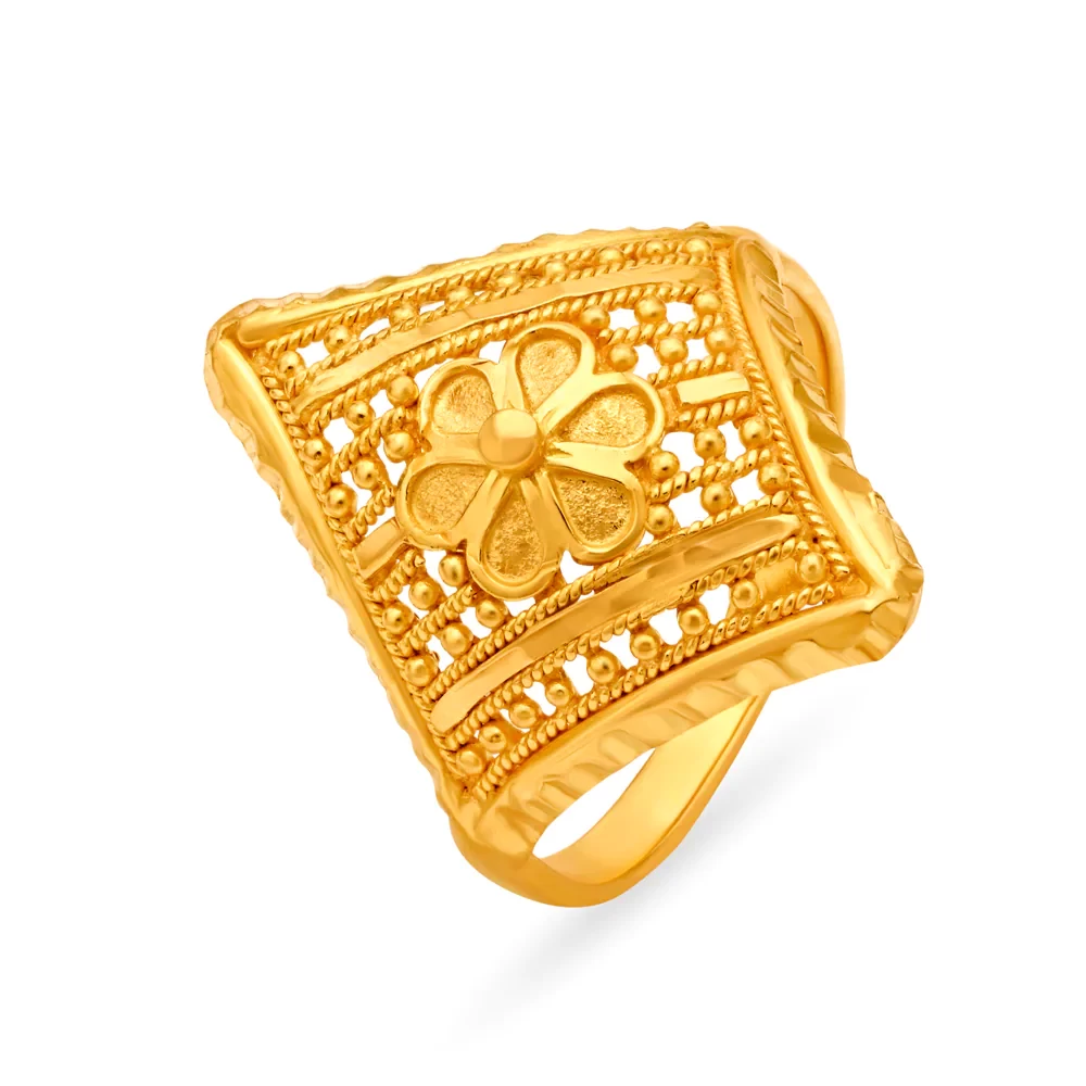 Intricate Floral Beaded Ring