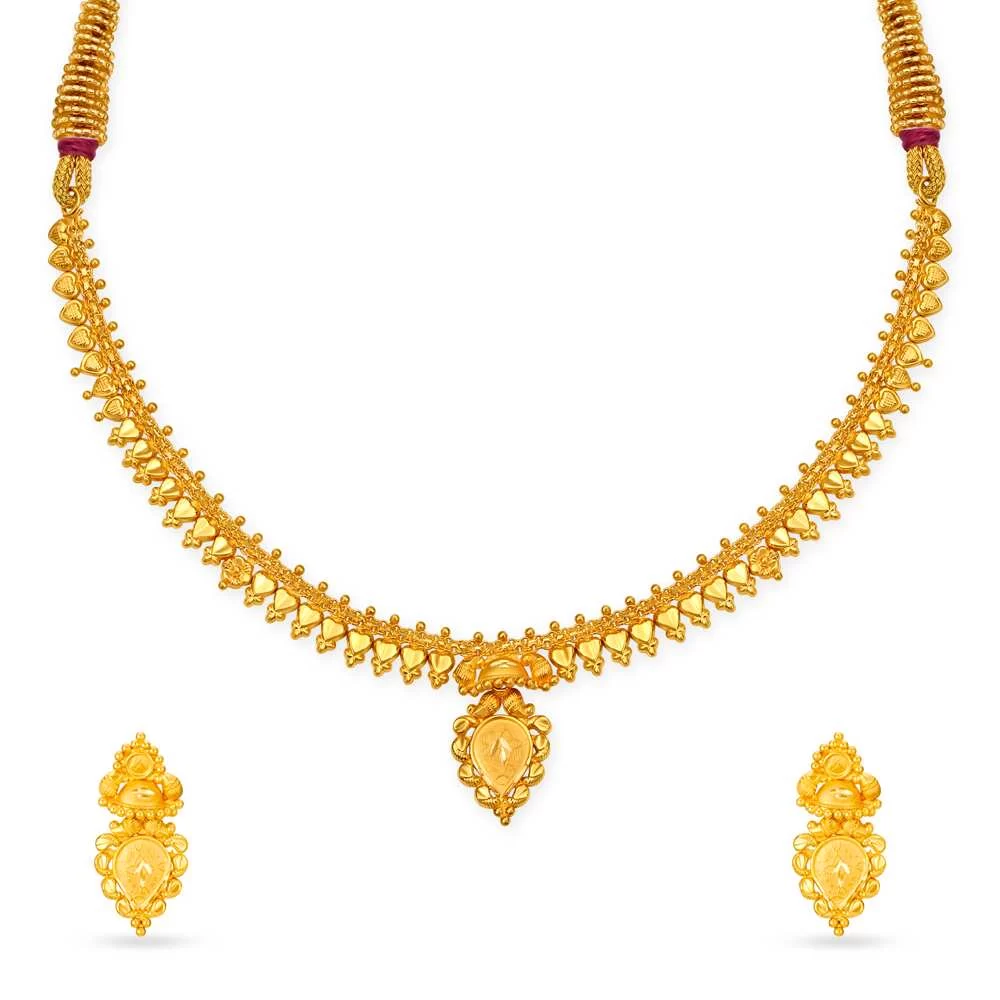 Sublime Teardrop Gold Necklace Set
