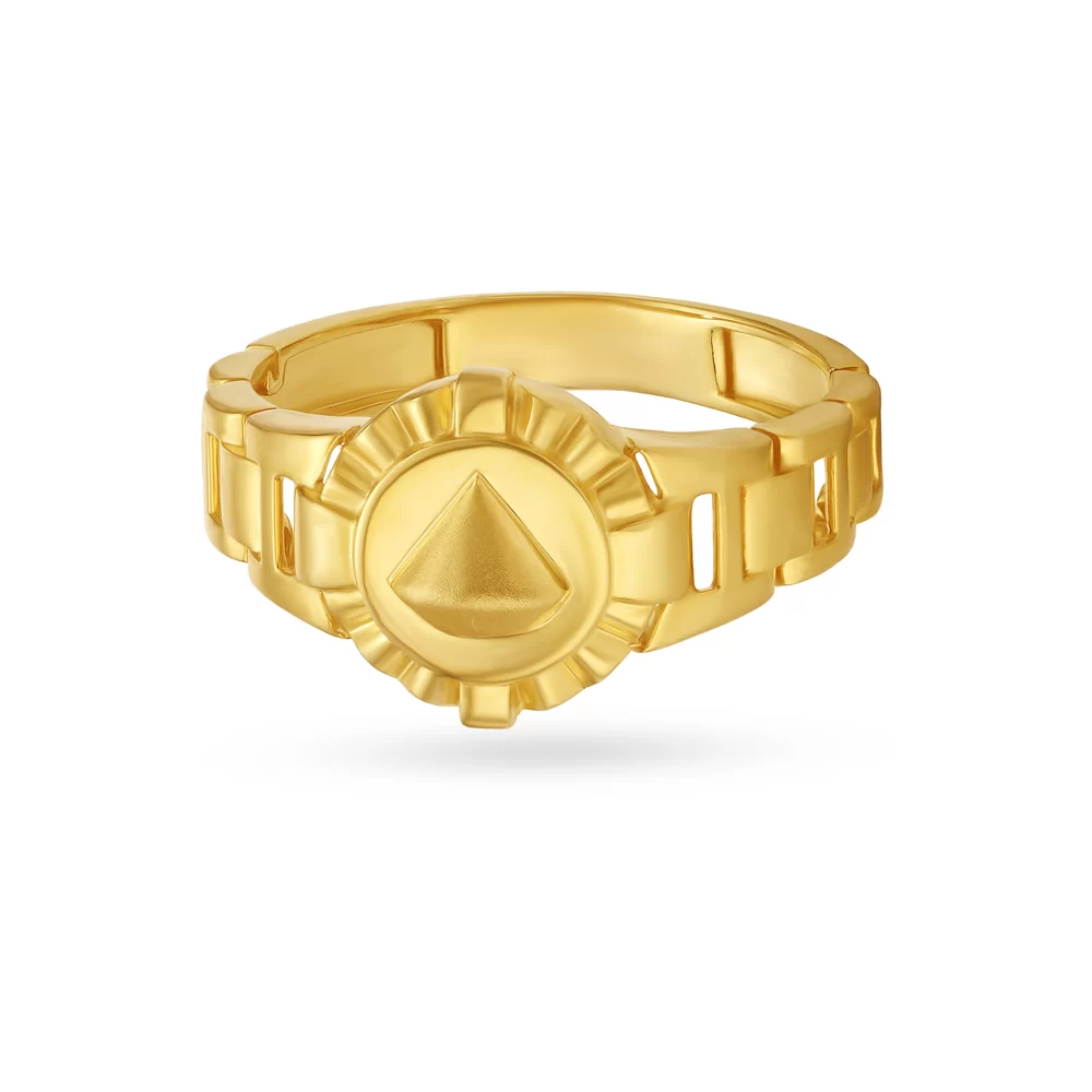 Massive Diamond Engraved Gold Ring