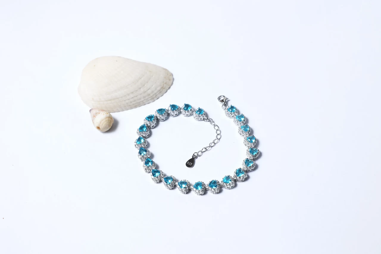 Aqua Blue Bracelet in Silver for Her