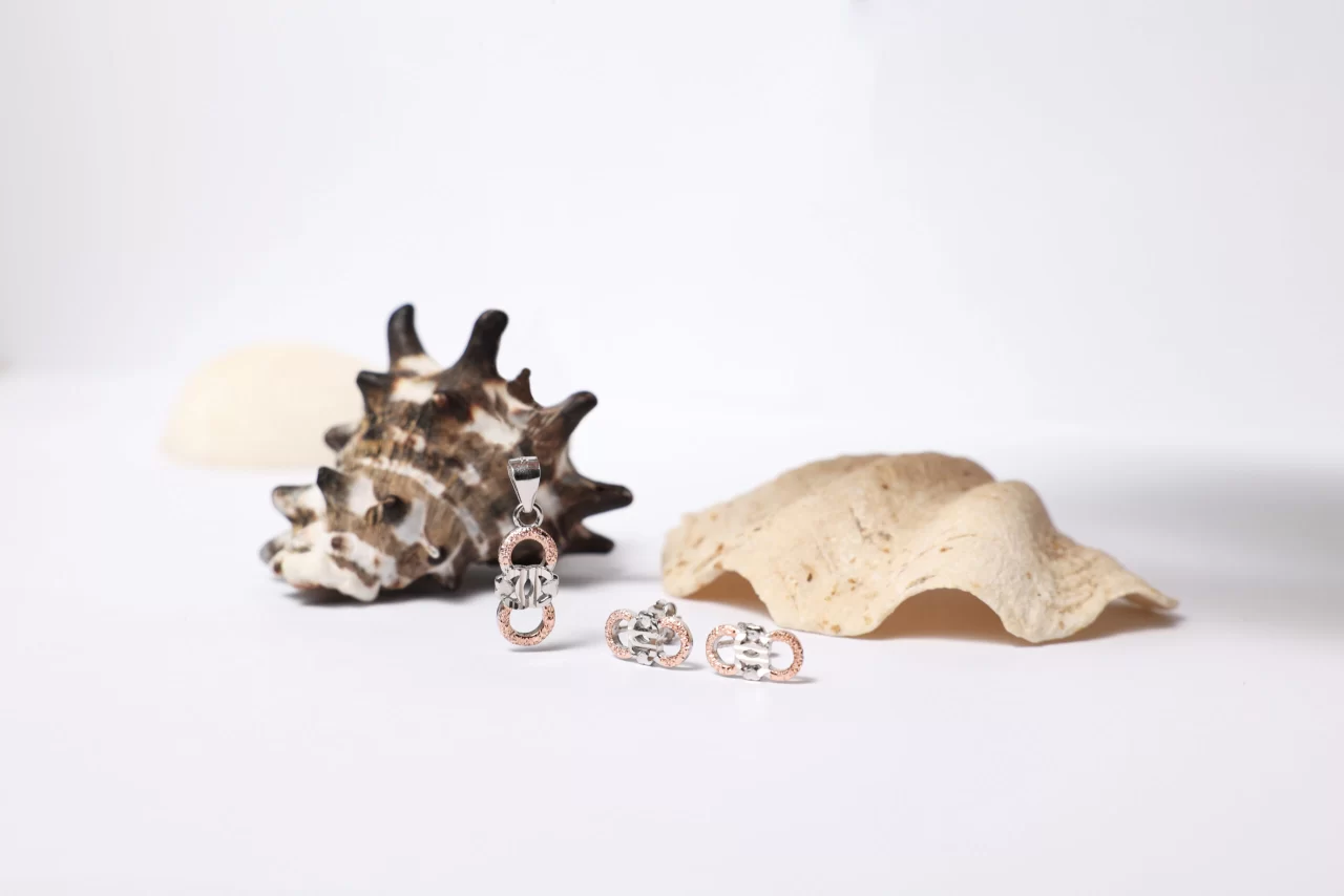 Double circle stud earrings in silver for her