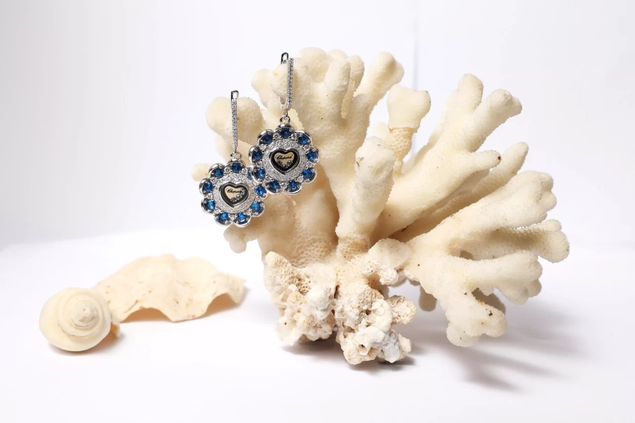 Swiss blue earrings in silver for her