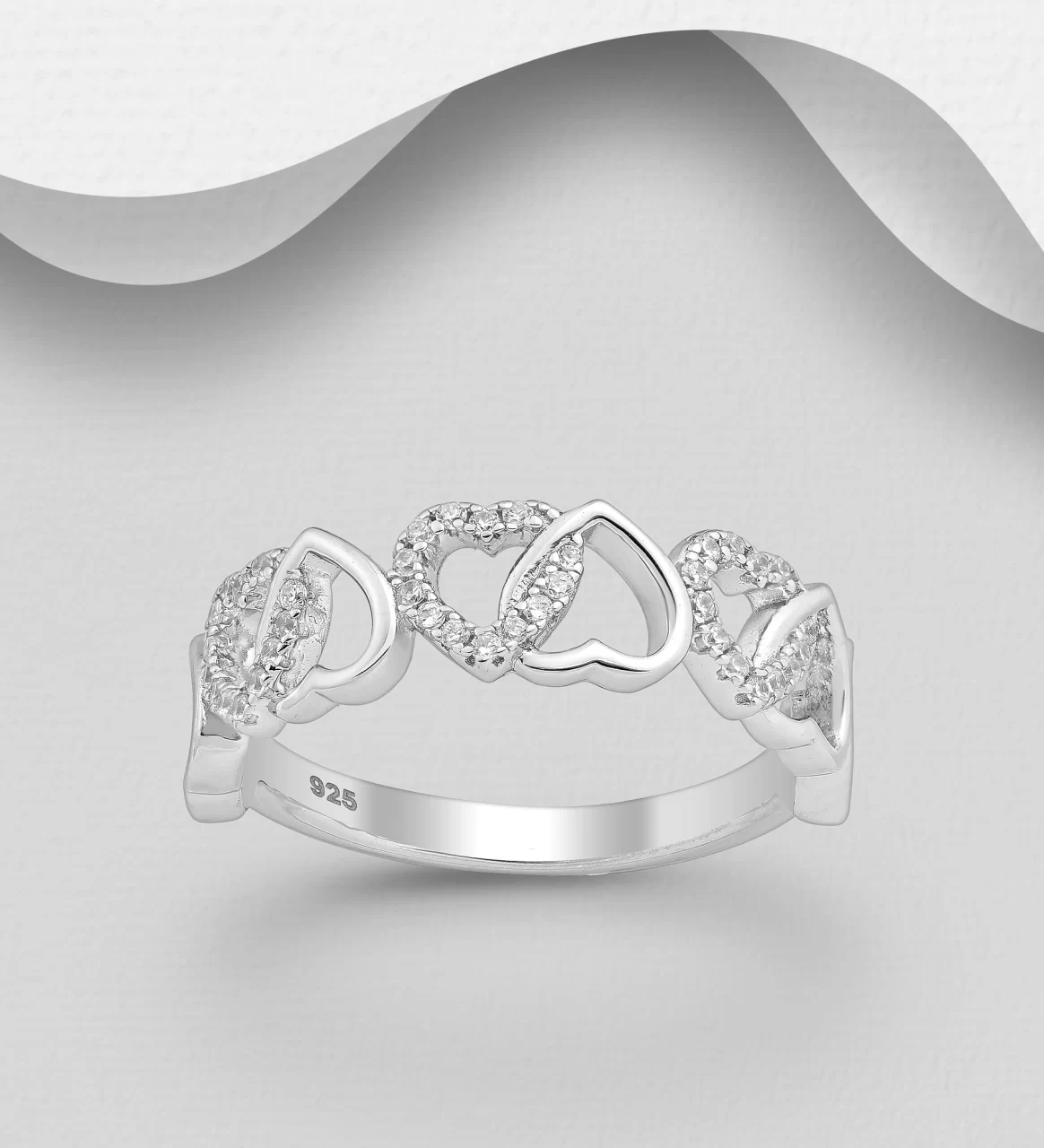 Heart Links Ring in Silver For Her