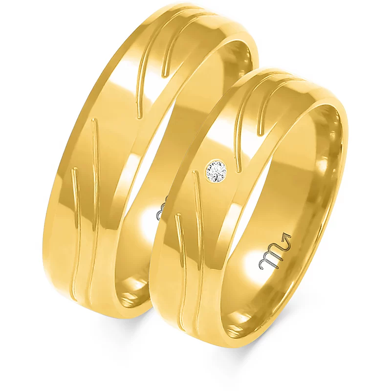Square design wedding rings