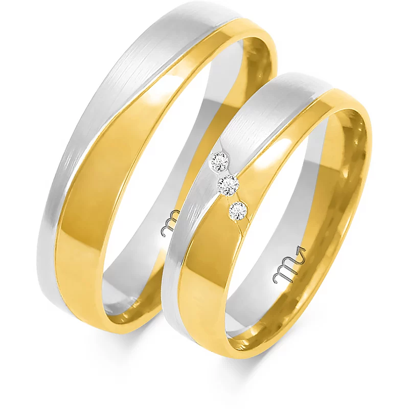 Dual shade half-and-Half Design Wedding ring