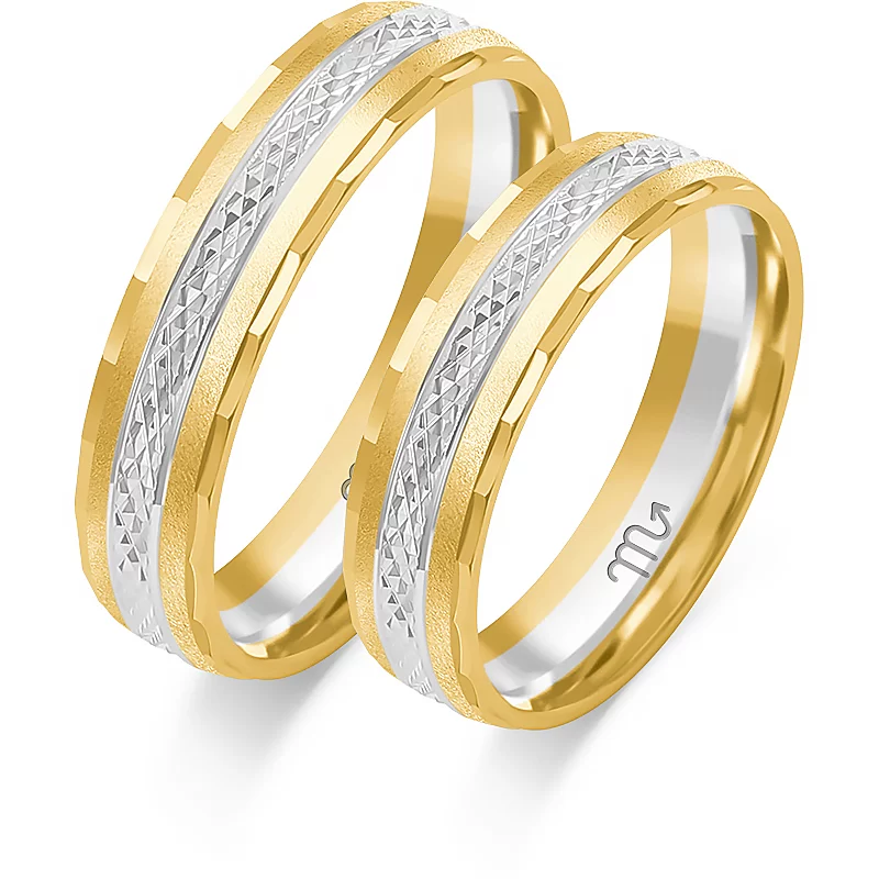 Dual shade with knurling Wedding Rings