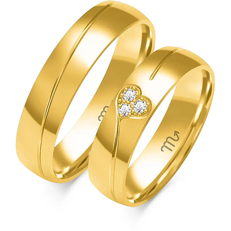 Heart shape with Diamonds Wedding Rings