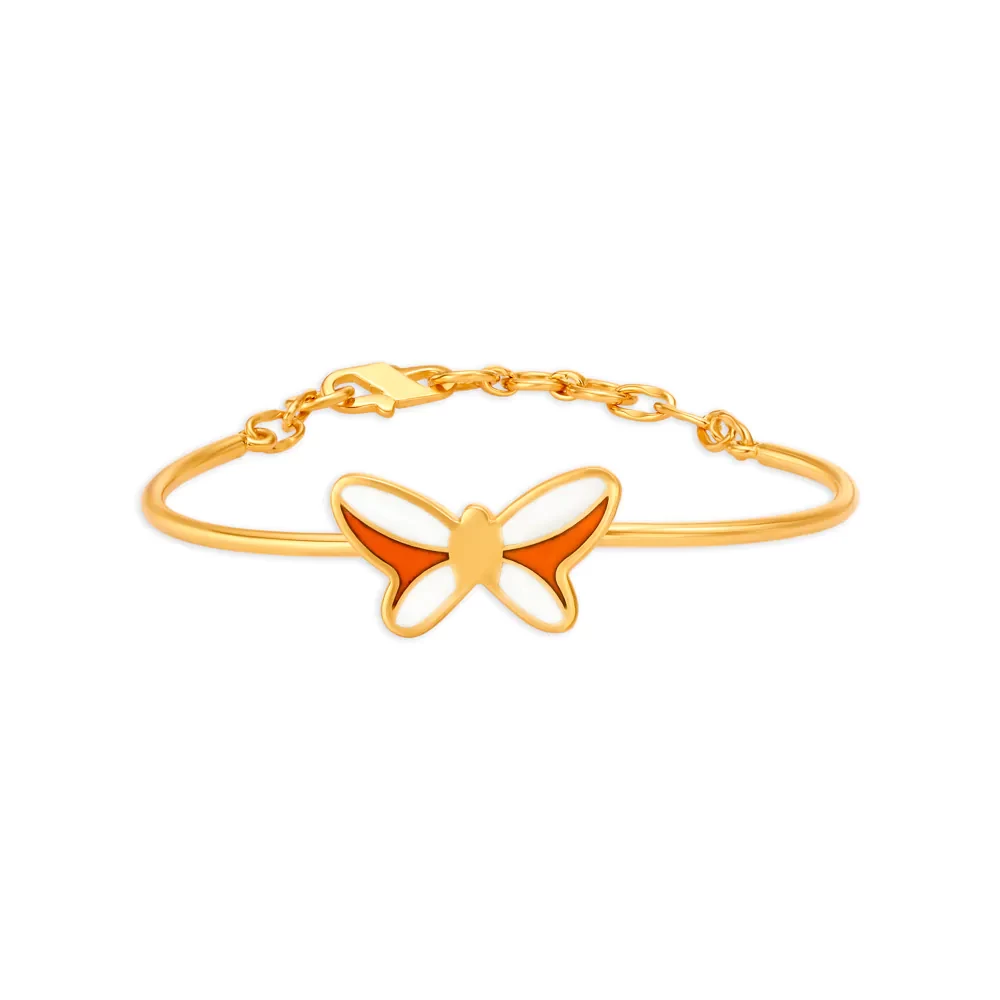 Coloured Butterfly Gold Bangle