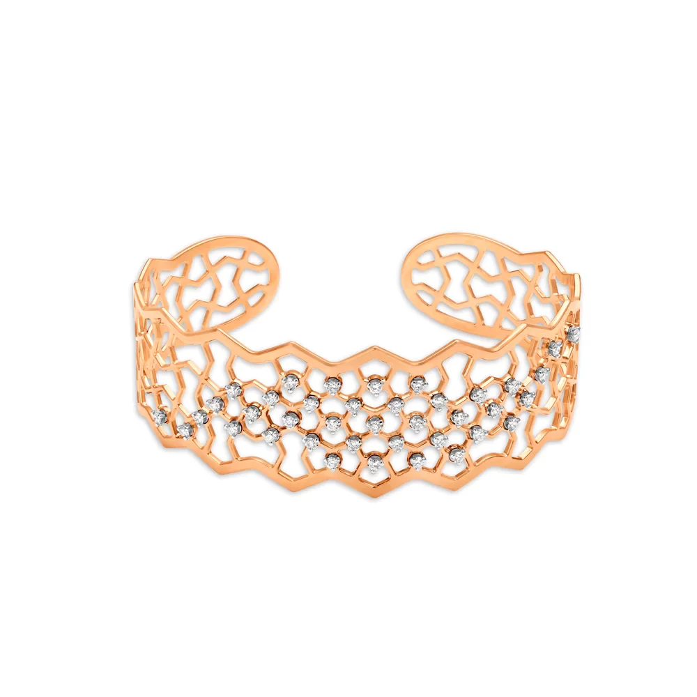 Glamorous Diamond Bangle In White And Rose Gold