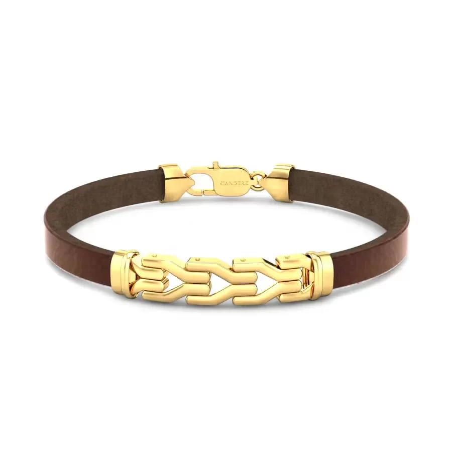 Kalpit Gold Leather Bracelet for Men