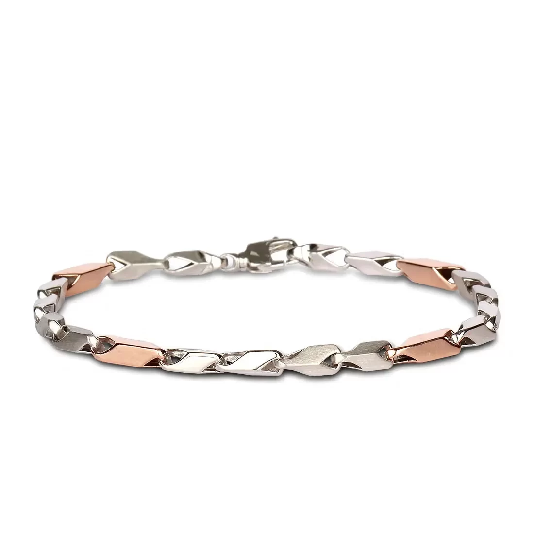 Matt Platinum And Rose Gold Bracelet