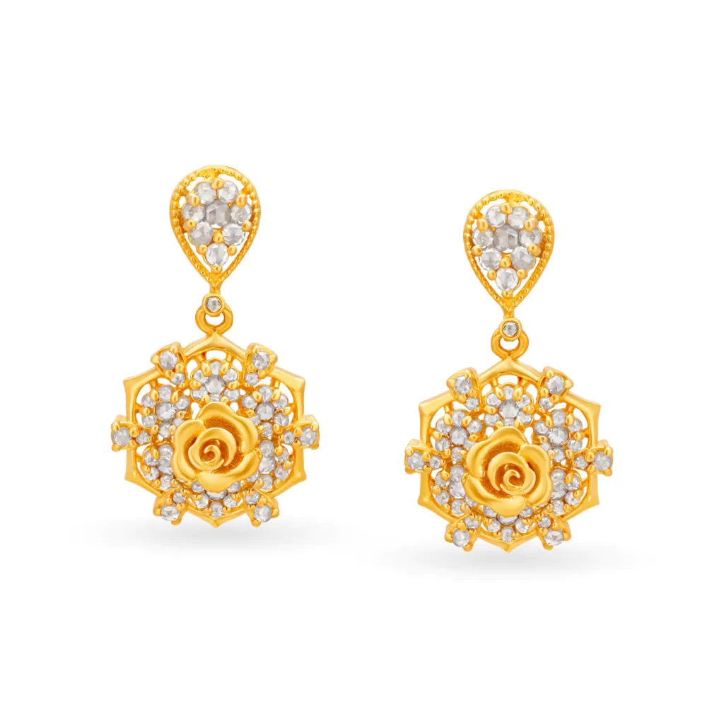 Magnificent Floral Gold Drop Earrings