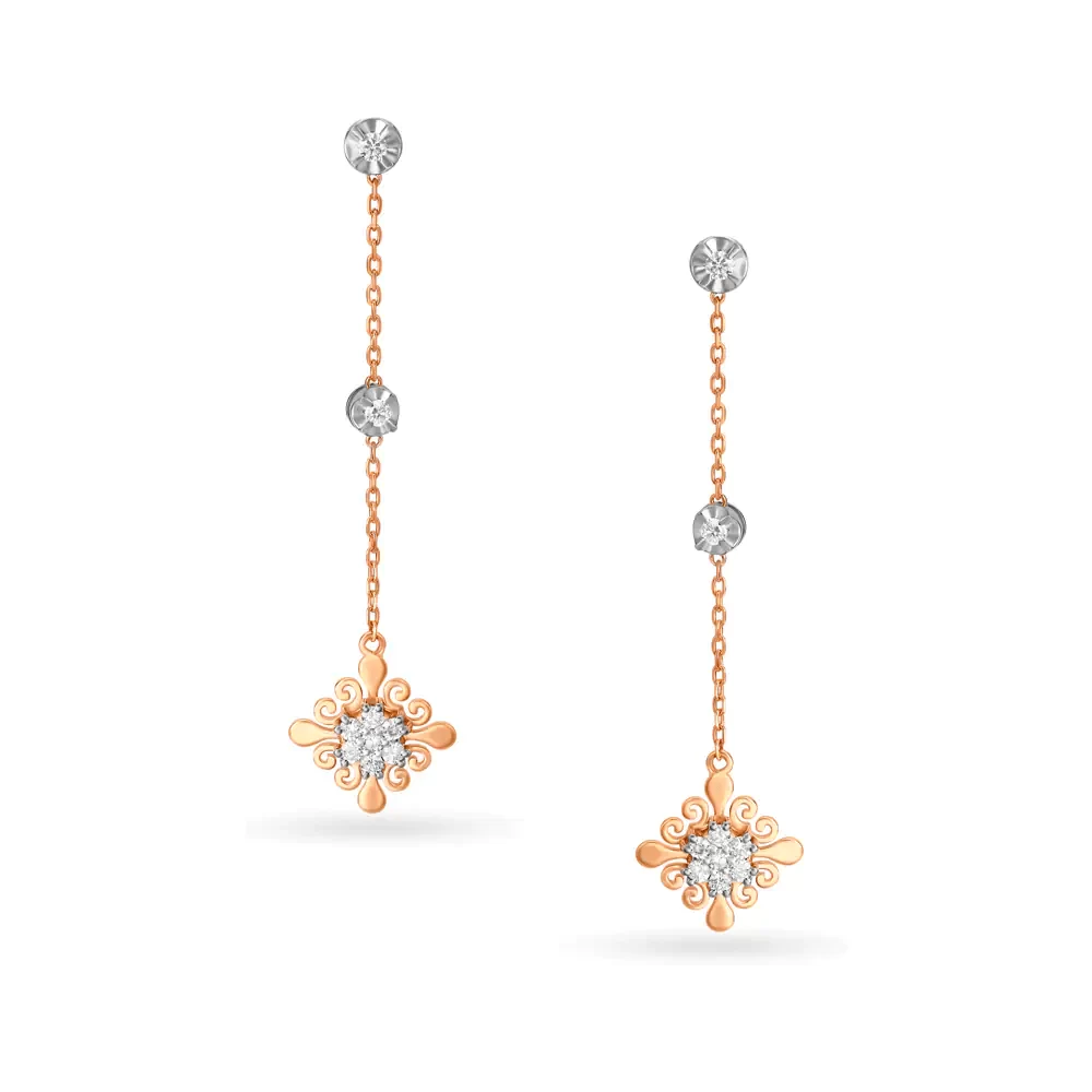 Floral Diamond Drop Earrings