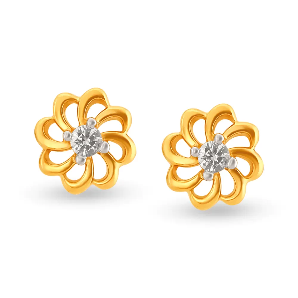 Petite Floral Diamond Stud Earrings