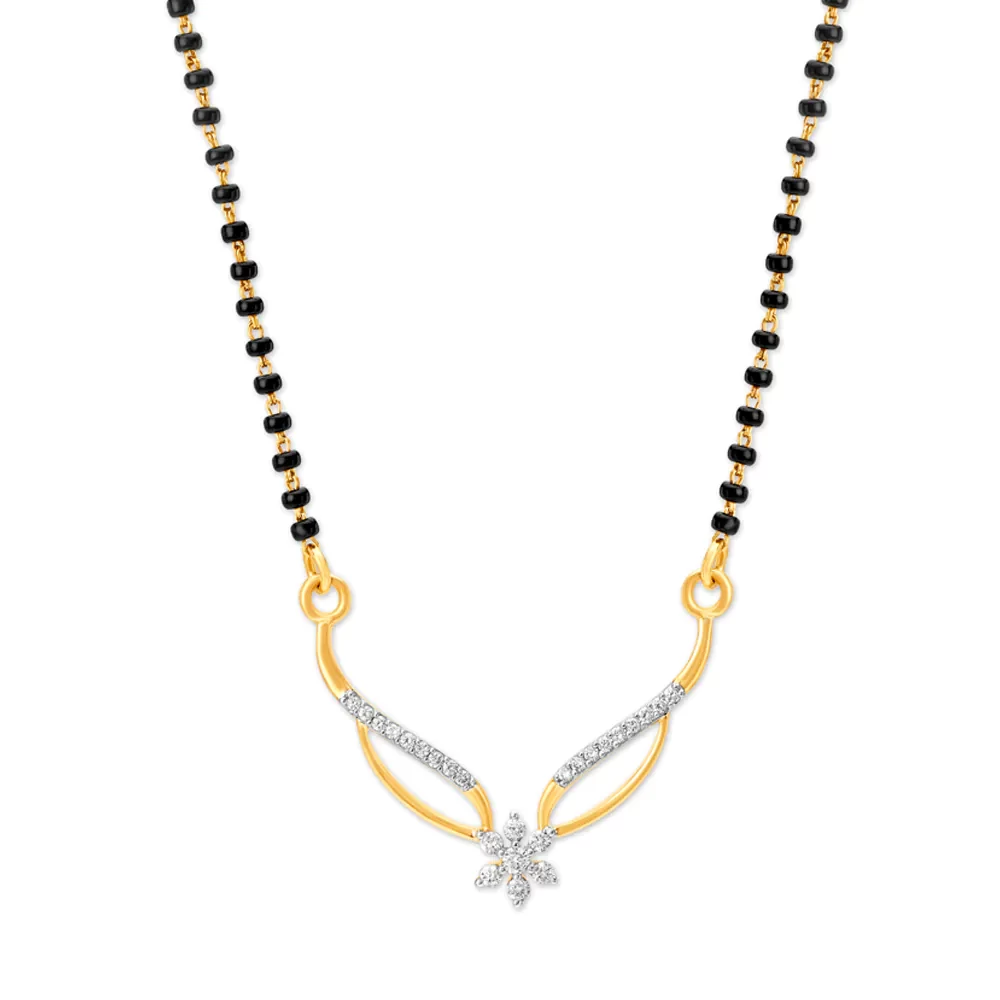 Contemporary Floral Diamond Mangalsutra