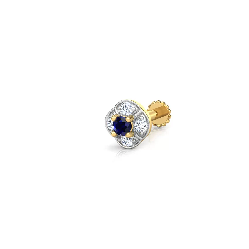 Sapphire Bloom Diamond Nose Pin