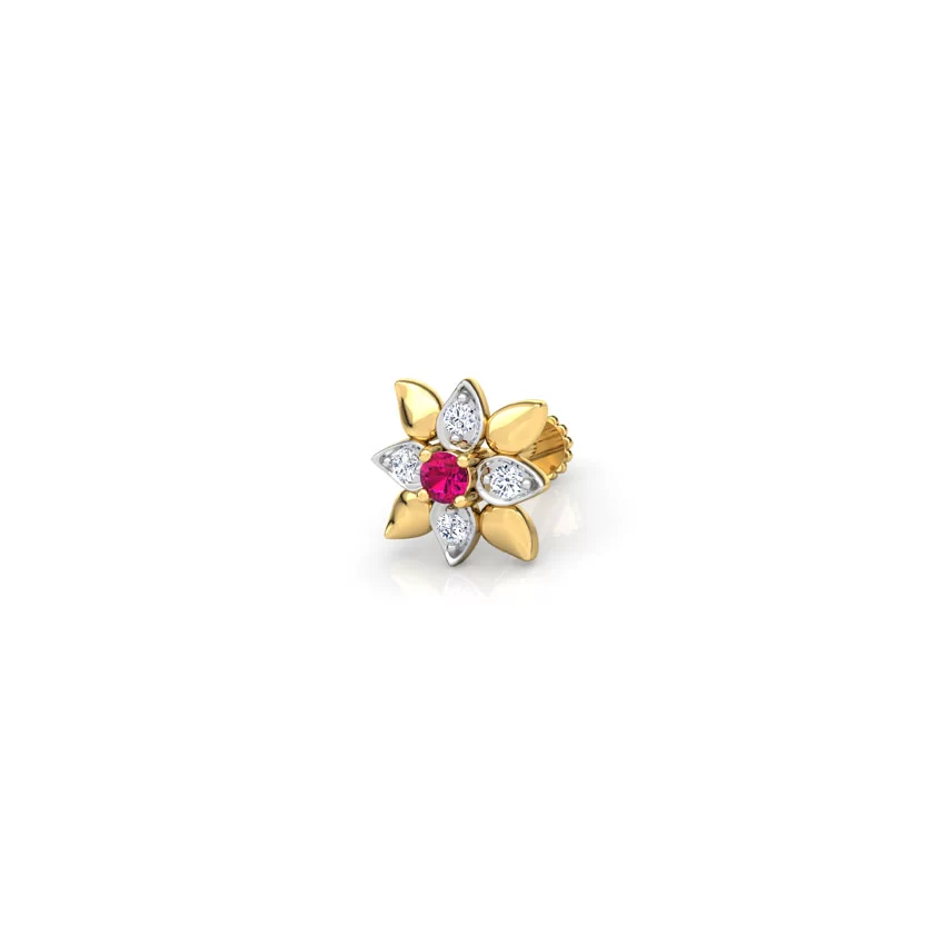 Ruby Bloom Diamond Nose Pin