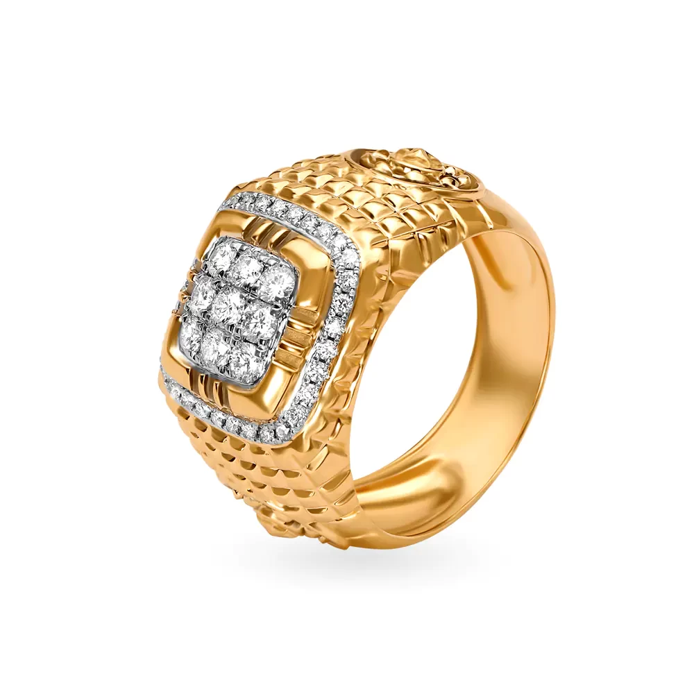 Flamboyant 18 Karat Yellow Gold And Diamond Finger