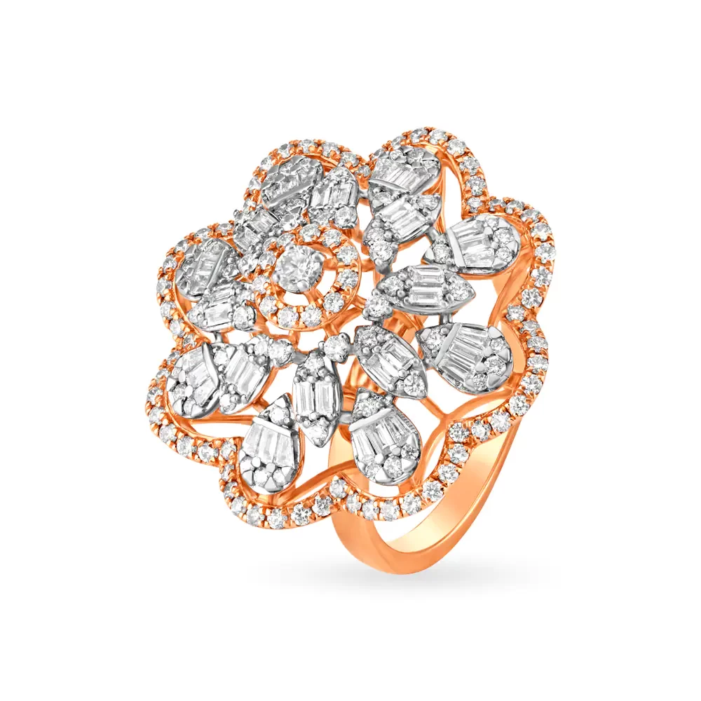 Dazzling Diamond Floral Statement Ring