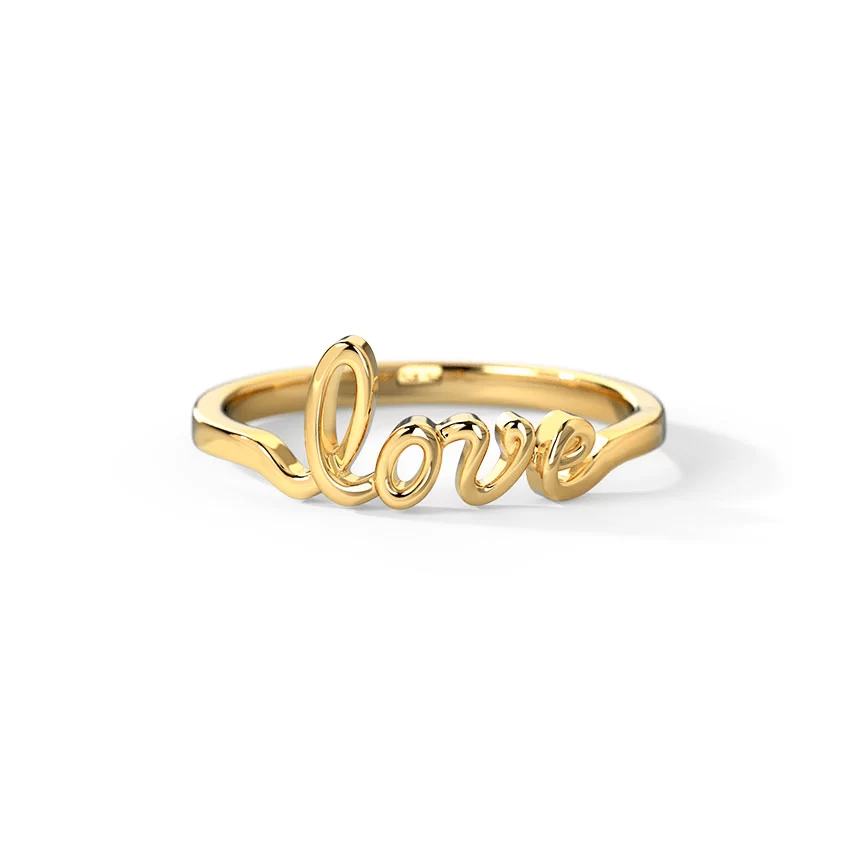 Love Cursive Gold Ring