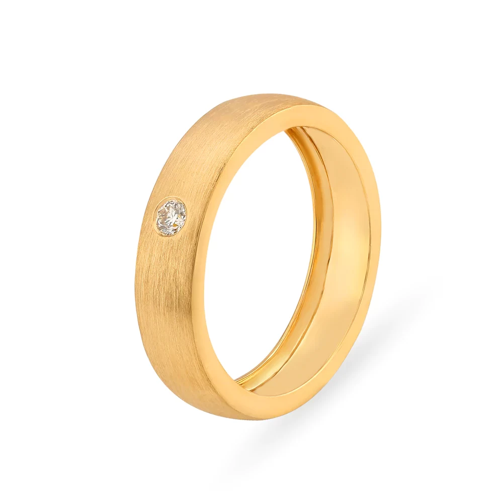 Minimalist 18 Karat Yellow Gold And Diamond Finger Ring