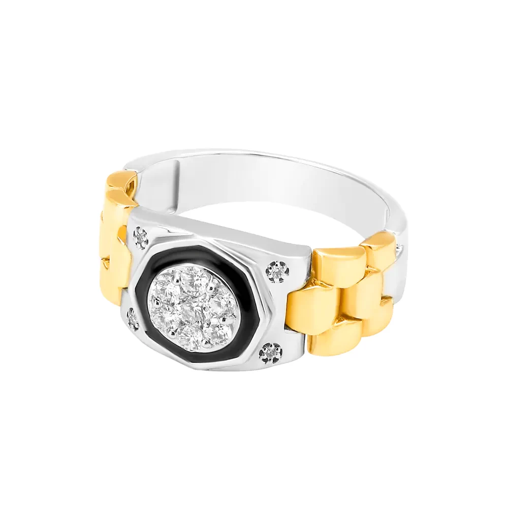 Hypnotic Diamond Ring In Yellow, White And Rose Gold