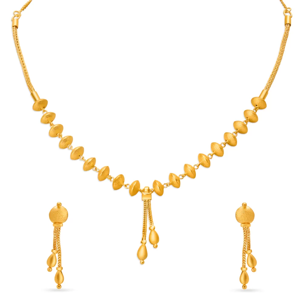 Stately Textured Gold Necklace Set