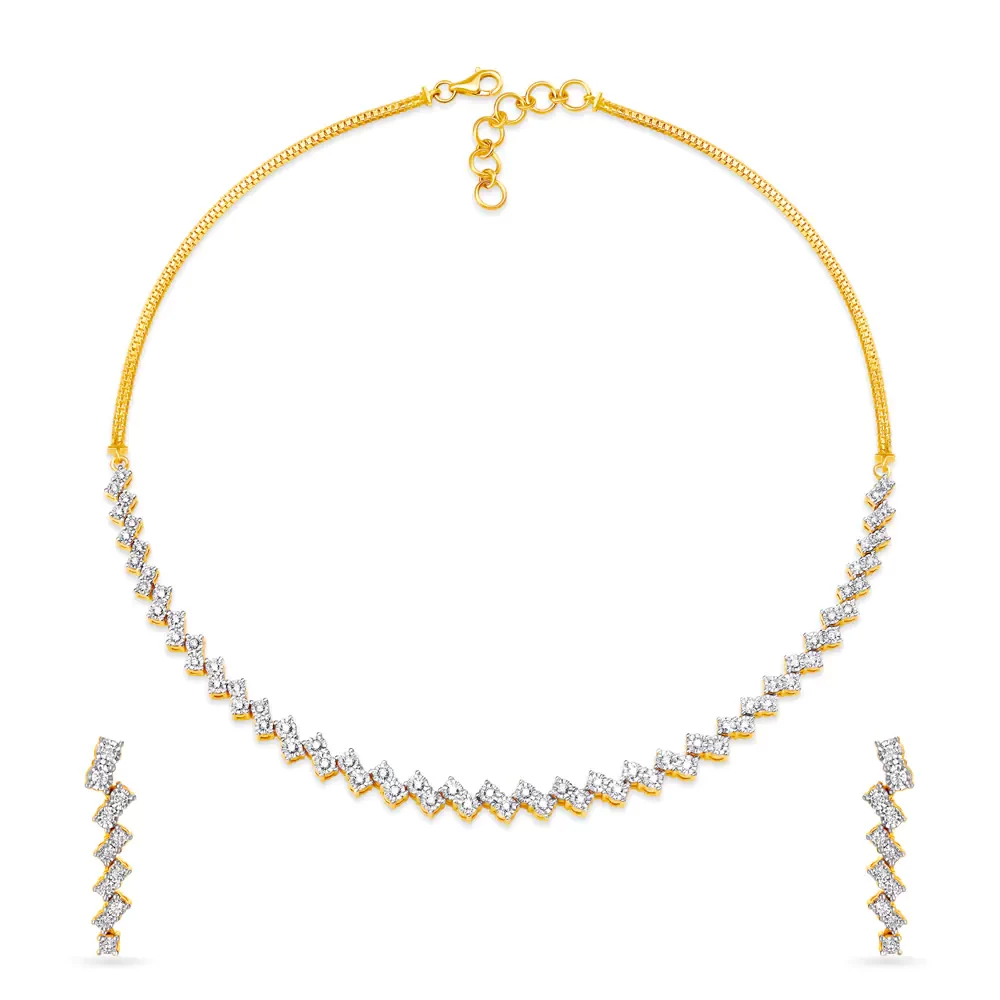 Divine Yellow Gold And Diamond Necklace Set