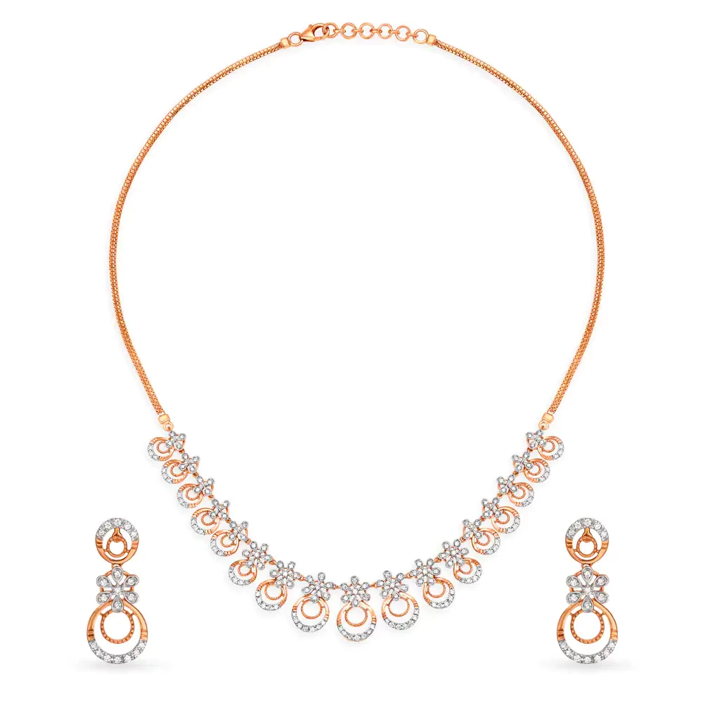 Ethereal Rose Gold And Diamond Necklace Set