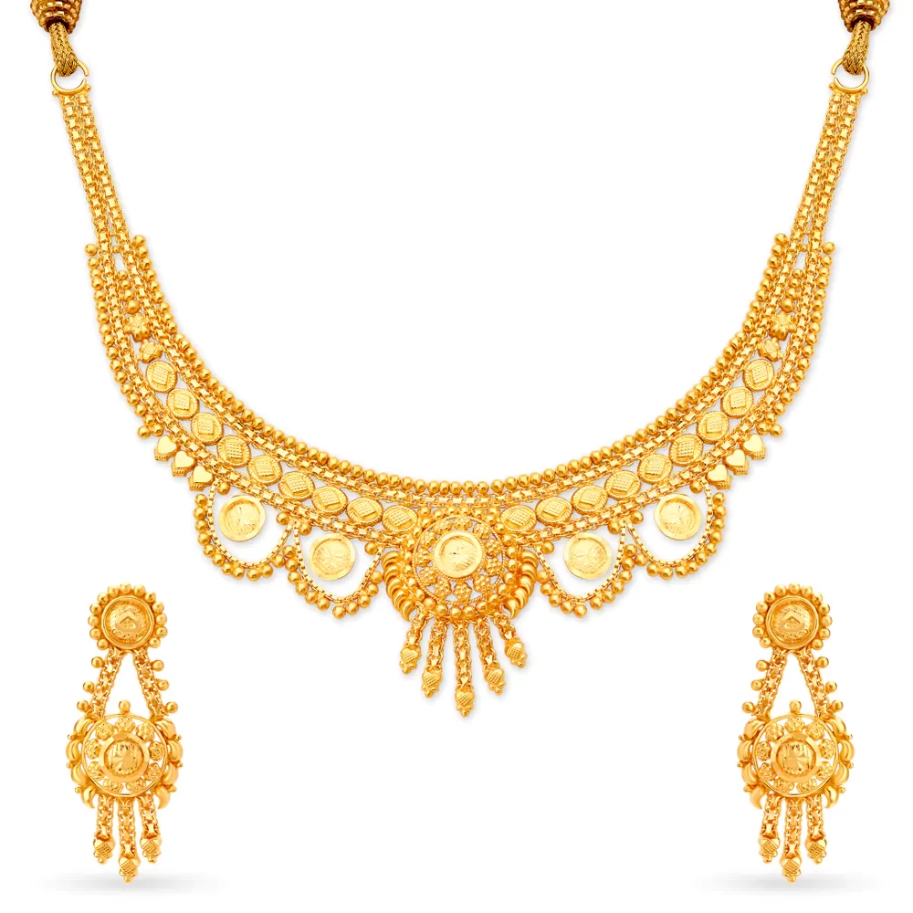 Ornate Gold Necklace Set For The Bengali Bride
