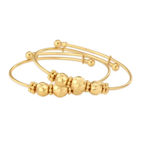 Impressive Gold Bangle With Multiple Sized Beads for Kids