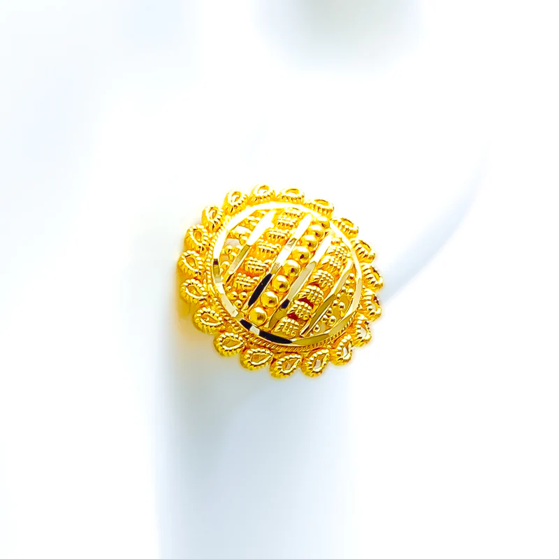 Distinctive Beaded Line 22K Gold Earrings