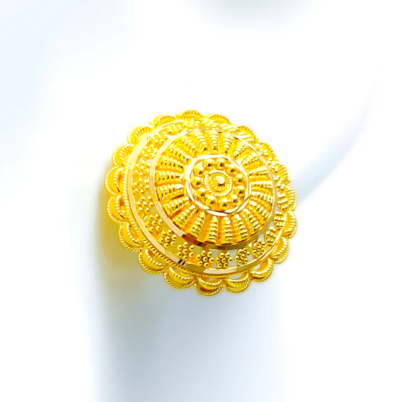 Shimmering Elegant 22K Gold Dome Earrings