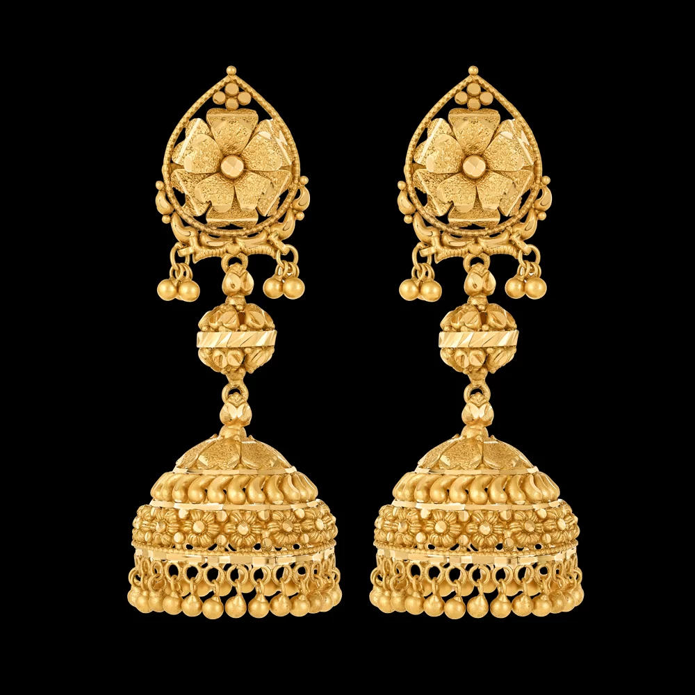 Rosette Series 22ct Gold Jhumki Earrings
