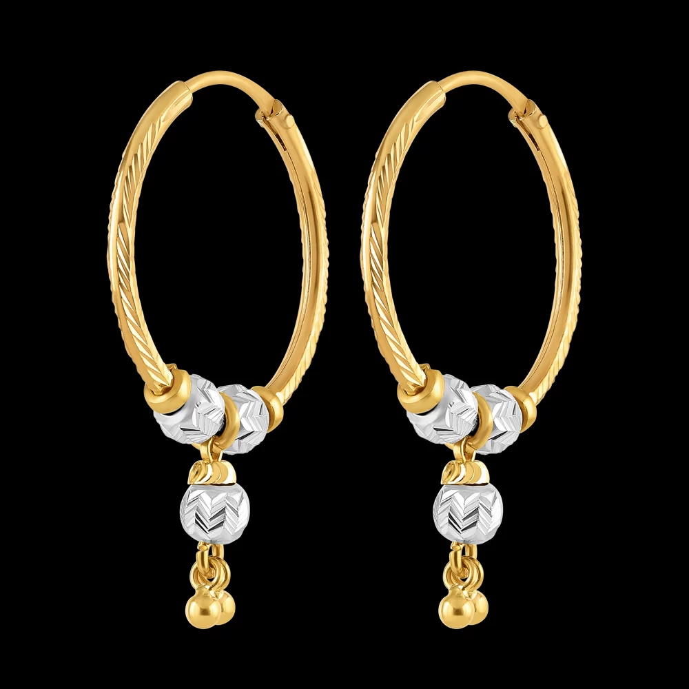 22ct Gold Hoop Earrings with Triple Rhodium Coating