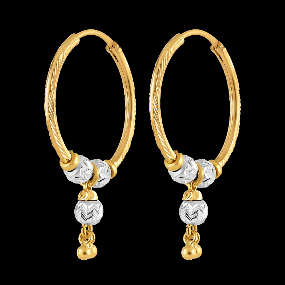 22ct Gold Hoop Earrings with Triple Rhodium Coating