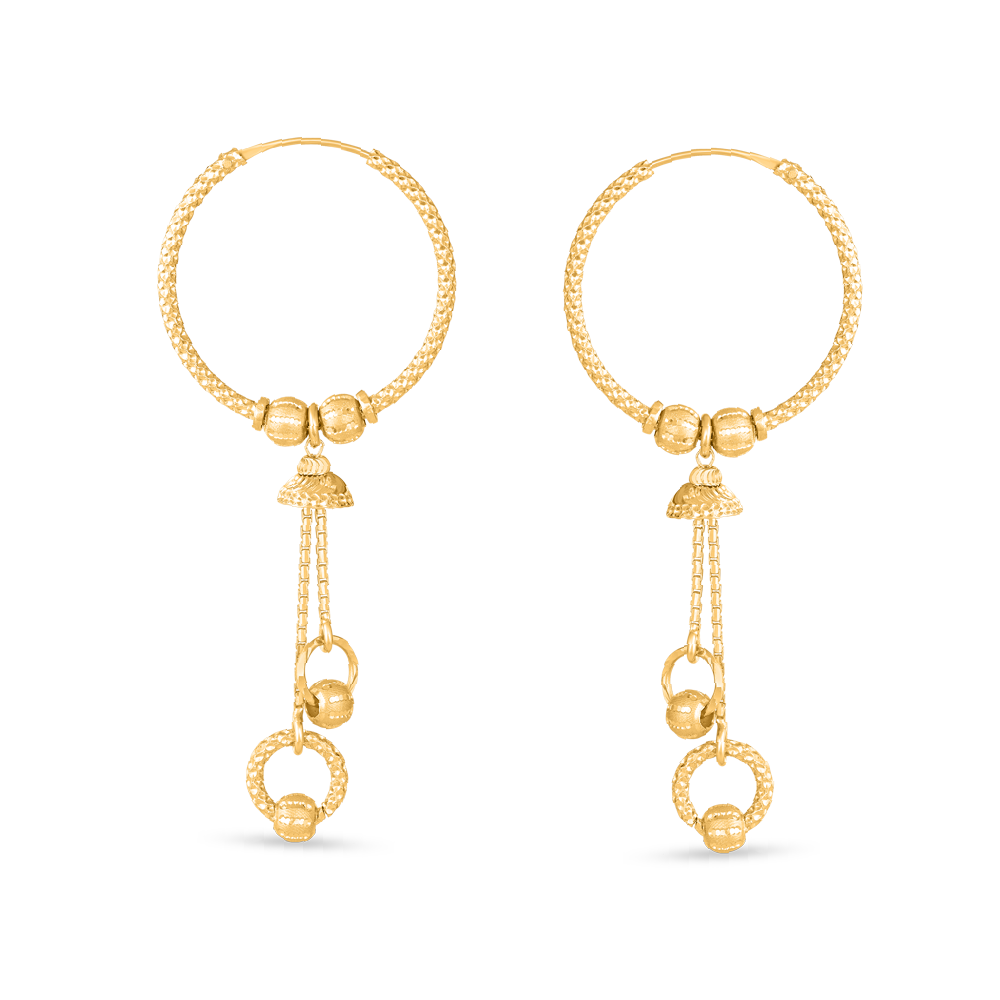 22ct Gold Hoops with Droplet Orbs
