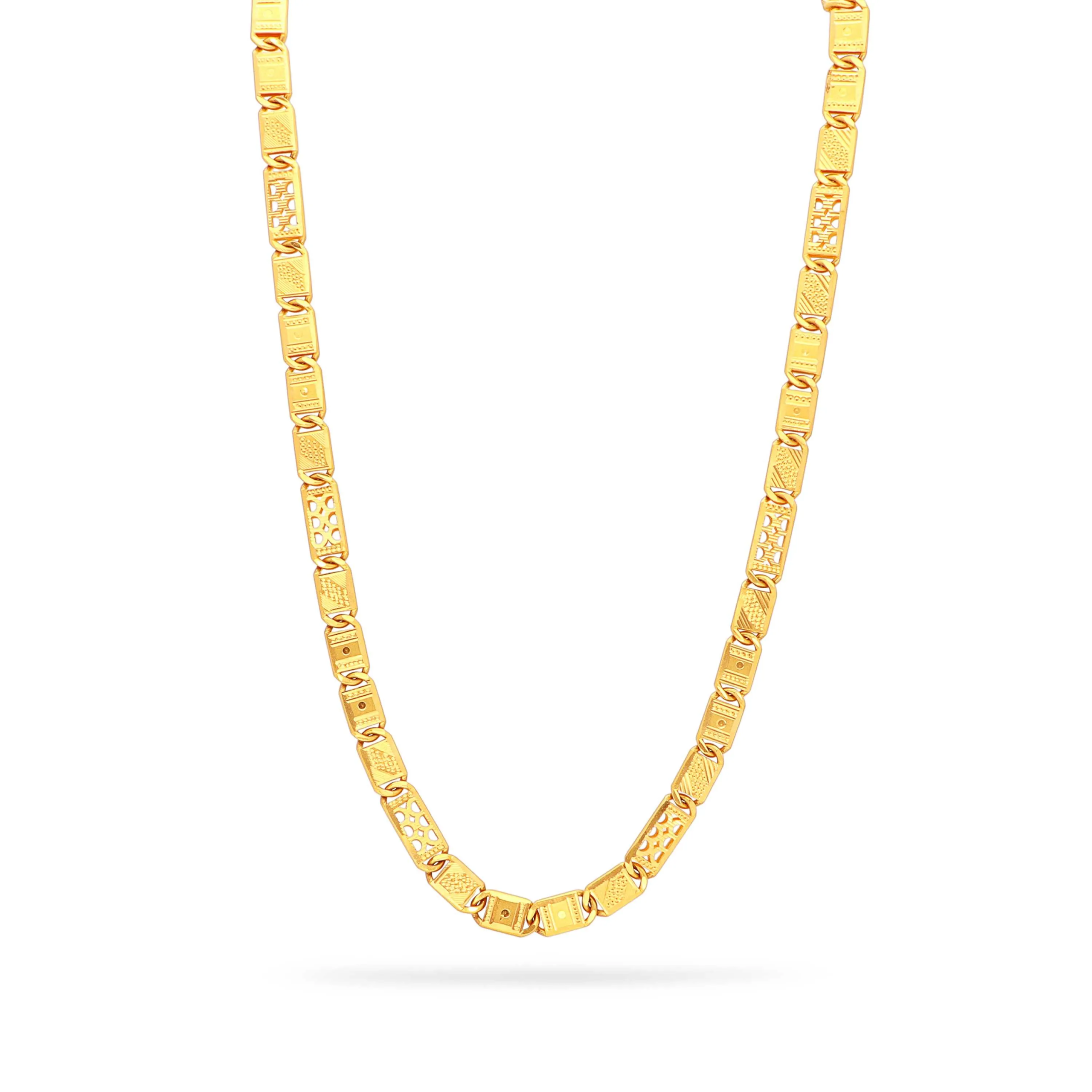 Timeless Matte-Finish and Intricate 22KT Gold Everyday Chain