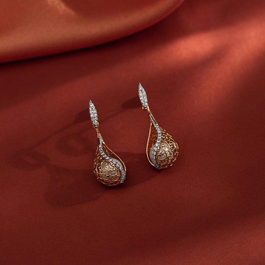 Ornamental Pearl Drop Earrings by Jisha